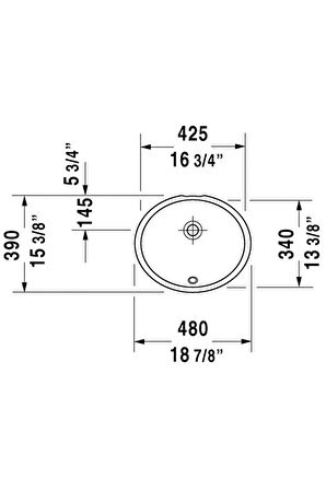 Duravit Dune Tezgahaltı Lavabo 42,5 X 34 cm, Alpin Beyaz 0481460000